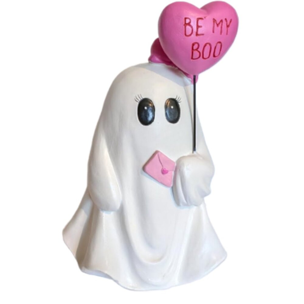 Adorable Halloween Girl with Be My Boo Balloon and Pin Bow